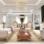طراحی داخلی کلاسیک پذیرایی واحد 130 متری در مشهد